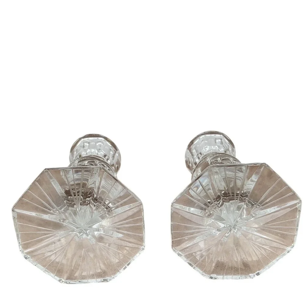 Vintage Cut Crystal Glass Décor BundleVase & Candle Holders Set, Elegant Display